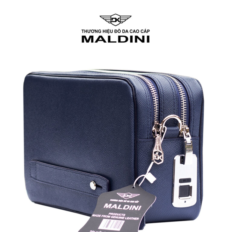 Túi Clutch DK – Maldini da bò vân Epsom cao cấp khóa vân tay